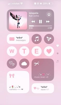 an iphone screen with various icons and symbols on the phone's display, as well as music notes