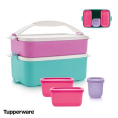 the tupperware set includes three different containers