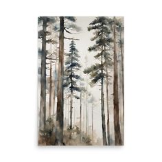 Pine tree painting, Rustic pine forest, Neutral landscape, Misty forest art print from watercolor painting, watercolor landscape, large wall art, neutral wall decor. Dark green teal brown vertical art print. The art print is available in different sizes.  WITHOUT FRAME To see more paintings, please visit my shop: www.etsy.com/shop/ArtsavesJulia - Giclee print on acid-free archival paper - Printed from my original watercolor paintings The whole sheet is always printed, if you want white borders, please get a passepartout separately, it is not included in the package. All prints are printed from my original watercolor paintings. The paintings are made in Europe or USA depending on buyer's country. So the shipping is always relatively fast and unproblematic. Since I've often been asked about Watercolor Pine Tree, Neutral Landscape, Pine Tree Painting, Forest Artwork, Pine Tree Art, Vertical Art, Forest Watercolor, Neutral Wall Decor, Southern Pine