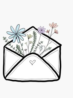 an envelope with flowers in it