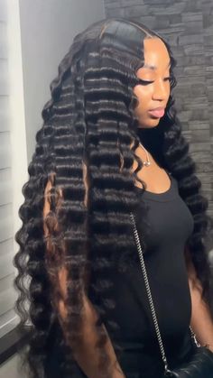 Half Up Half Down Wig Black Women, Water Wave Wig Hairstyles, Big Box Braids, Wig Colors, Big Box Braids Hairstyles, Wig Install, Hairstyle Inspiration, Hair Ponytail Styles