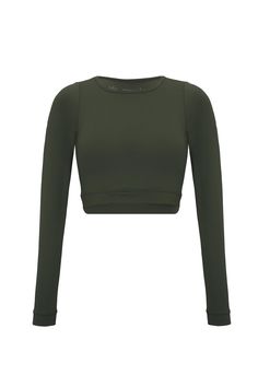 Dreamer top by Inhala Soulwear Cropped Tops With Thumbholes For Loungewear, Versatile Green Stretch Tops, Green Cropped Sporty Tops, Fall Workout Crew Neck Tops, Fall Workout Tops With Crew Neck, Solid Tops For Sports In Fall, Fall Workout Tops With Thumbholes, Green Top For Loungewear In Fall, Green Sporty Crop Top