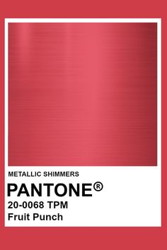 a red metal plate with the words metallic shimers pantone 8 on it and an image