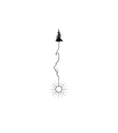 a black and white drawing of a tree on a string