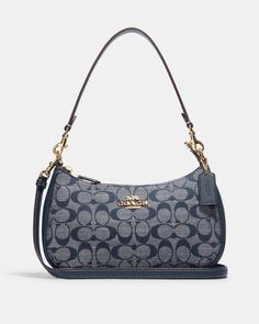 COACH® | Teri Shoulder Bag In Signature Chambray Functional Coach Shoulder Bag With Zipper, Functional Coach Shoulder Bag With Zipper Closure, Functional Coach Bag With Detachable Strap, Functional Coach Shoulder Bag With Detachable Strap, Classy Purses