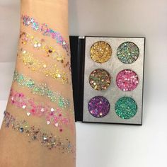 Goth Aesthetic Makeup, Unicorn Eyeshadow, Pressed Glitter Eyeshadow Palette, Festival Makeup Glitter, Funky Makeup, Glam Aesthetic, Shimmer Makeup, Festival Glitter