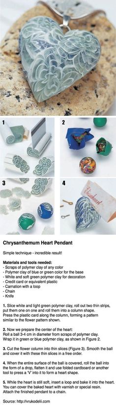 the instructions for how to make an ornament heart pendant with glass and metal