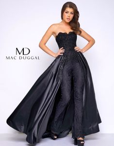 Prom Jumpsuit, Detachable Skirt, Wedding Jumpsuit, Black Bridal, Prom Style, A Line Prom Dresses, Mac Duggal, Wedding Dresses Plus Size, Bridal Lace