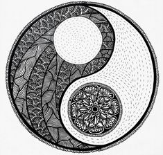 a black and white drawing of a yin - yang symbol