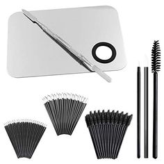 Professional Makeup Palette with Spatula and 150 Pieces Makeup Brush Kit, SourceTon Cosmetic Palette (5.8”x 3.9”) & Makeup Applicators (Mascara Wands, Lipstick Applicators, Fine Eyeliner Brush) Makeup Mixing Palette, Pimple Popper Tool, Makeup Applicators, Blackhead Extractor Tool, Fine Eyeliner, Blackhead Remover Tool, Silver Makeup, Disposable Mascara Wands