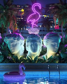 Vaporwave Statue, Shape Aesthetic, Nightclub Design, Instagram Icon, New Retro Wave, Flyer Ideas, 90s Era, Vaporwave Aesthetic