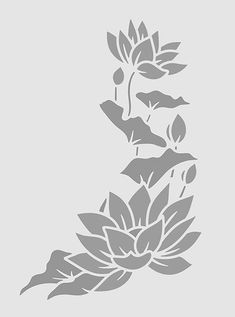 the silhouette of a flower is shown in grey on a light gray background with white outlines