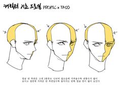 the instructions for how to draw an anime character's head in three different ways