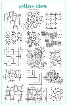 the pattern ideas page is shown in black and white, with different designs on it