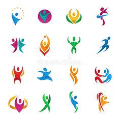 various colorful logos with people in the middle