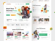 the landing page for travel company