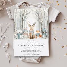 a baby shower with animals in the woods