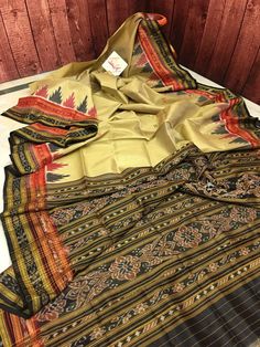 Khakee Golden Color Sambalpuri Silk