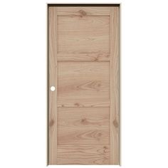 a wooden door with no glass on the top and bottom panel, in light wood