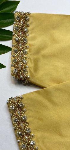 Aari Work Blouse Patterns, Bead Work For Blouse, Simple Sleeve Embroidery Designs, Bead Work Blouse Designs Latest, Aari Work For Kurti, Aari Work For Sleeves, Saree Blouse Work Designs Latest, Trending Aari Work Blouse Designs, Aari Blouse Designs Latest Simple