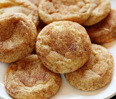 cinnamon sugar cookies are on a white plate