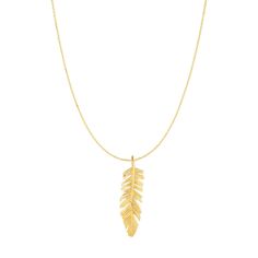 [Diamond Engagement Rings, Diamond Stud Earrings, and Gold Jewelry Online]-Angelucci Jewelry Gold Feather Necklace, Royal Chain, 10k Gold Chain, Feather Necklace, Gold Feathers, Feather Pendant, Feather Necklaces, Yellow Gold Chain, Elegant Necklaces