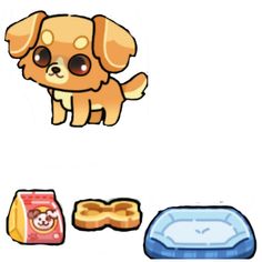 a cartoon dog standing next to some food