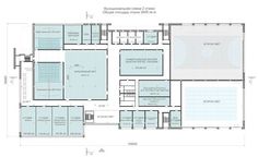 the floor plan for an indoor swimming pool in a building with multiple levels and various rooms