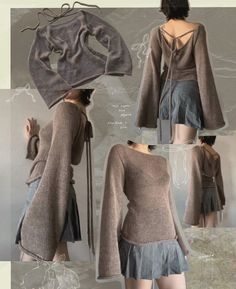 Diy Vetement, Flare Long Sleeve, Mode Inspo, Mode Vintage, Fashion Mode, Mode Inspiration, Casual Pullover, Long Sweaters, Tie Back