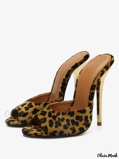 Olivia Mark - Leopard Print Womens Stiletto Heel Mule: A Sophisticated Choice Street Wear Style, Modern Fall, Womens Stilettos, Fashion Diva, Croc Print, Pu Heels, Estilo Chic, Diva Fashion, Fall Fashion Outfits