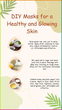 Elevate your skincare game with these homemade treats: Lemon Sugar Scrub buffs away dullness, Honey Yogurt Mask deeply hydrates, and Green Tea Toner rejuvenates for a radiant complexion. Pamper yourself naturally with these budget-friendly treats, perfect for a spa-like experience at home! #health #skincare #glowing #glowingskin #fashion #recipe #homemade #diy Natural Face Toner, Puffy Eyes Remedy, Yogurt Mask, Green Tea Toner, Lemon Sugar Scrub, Diy Face Scrub, Diy Masks, Honey Yogurt