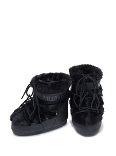 Find MOON BOOT Icon Low Faux-fur Detail Boots on Editorialist. black faux-fur trim front lace-up fastening branded heel counter ridged rubber sole Fur Snow Boots, Moon Boot, Cold Weather Boots, Weather Boots, Faux Fur Boots, Low Boots, Moon Boots, Black Boots Women, Fur Boots