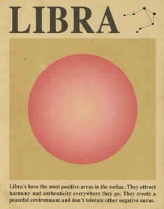 an old book cover with a pink ball on it's front and the words libra written in black