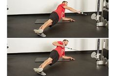 a man is doing an exercise with a pull up bar