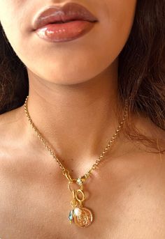 "INGREDIENTS:  USA made 24K gold plated rolo chain, 24K gold plated Victorian hand holding ring, Citrine or Topaz in 24K gold setting, 24K gold Sagittarius coin charm, freshwater Baroque pearl. Necklace is 16 1/2\" to bottom of ring (hand holding ring), charms are 1.25\" long. Sagittarius is the sign of those born between Nov 22nd-December 21st. November born Sagittarius have Citrine as their birthstone, while those born in December have Topaz as theirs.  Please specify your preferred birthstone November Born, Customised Birthday Gifts, Born In December, Victorian Hand, Gold Coin Necklace, Rainbow Necklace, Ring Hand, Baroque Pearl Necklace, Zodiac Pendant