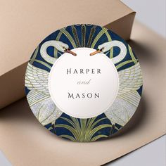 a box with a label on it that says harper and mason