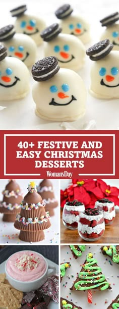 christmas desserts with the words 40 festive and easy - to - make desserts