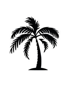 a black and white silhouette of a palm tree