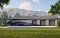 this is an artist's rendering of a two - car garage in the mountains