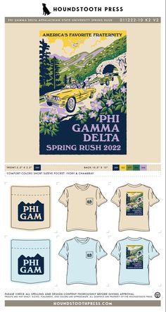 an image of the back side of a t - shirt that says gammi delta spring rush 2012