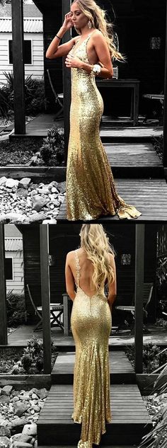 Mermaid V-Neck Backless Gold Sequins Long Prom Dresses With Train, PD0 – MarryLover Prom Dresses With Train, Prom Dress With Train, Cheap Prom Dresses Long, Gold Mermaid, V Neck Prom Dresses, Prom Dresses 2019, Sequin Prom Dress, Dress Backless, Prom Dresses Modest