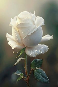 a white rose with water droplets on it