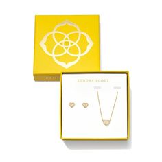 We have major heart eyes for the Anna Pendant Necklace and Stud Earring Gift Set, and it's only a matter of time until you're just as obsessed. Our fan-favorite heart shape shines in this two-in-one set, AKA the sweetest duo to gift to a friend or permanent plus one (or you!). To preserve your fashion jewelry for years to come, agents such as soaps, perfumes, lotions, makeup, hair and cleaning products, and other chemical contact should be avoided. Take care to remove jewelry before showering, s Matter Of Time, Earring Gift, Heart Eyes, Kendra Scott Jewelry, Multi Strand Necklace, Makeup Hair, Style Gift, Cleaning Products, Shape Design