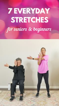 This 10-minute video features 7 Everyday Stretches for Seniors and Beginners that can be used as a daily stretching session or workout cooldown. Senior Stretches, Core Excercises, Chair Stretches, Gentle Stretches, Knee Replacement Exercises, Daily Stretching