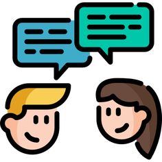 two people with speech bubbles above their heads