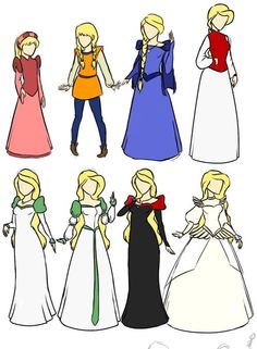 the princesses are all dressed up in their dresses