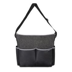 a black and grey bag with two pockets