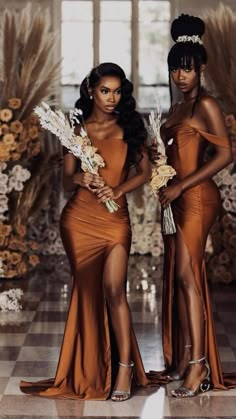 African Bridesmaid Dresses Mermaid Off The Shoulder Split Satin Bridesmaid Dress Plus Size for Weddings Bridesmaid Dress Plus Size, Bridesmaid Dresses Mermaid, Brown Wedding Themes, African Bridesmaids, African Bridesmaid Dresses, Satin Bridesmaid Dress, Afrikaanse Mode, Bridesmaid Dressing Gowns, Brown Wedding