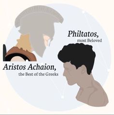 two men with different types of hair and the words aristos achion, the best of the crecks