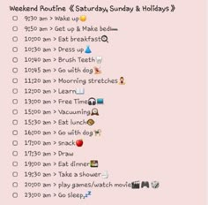 Morning Routine 10 Am, Weekend Evening Routine, Weekend Morning Routine 9am, Morning Routine Teenage Girl Weekend, Aesthetic Weekend Routine, Weekend Routine For Kids